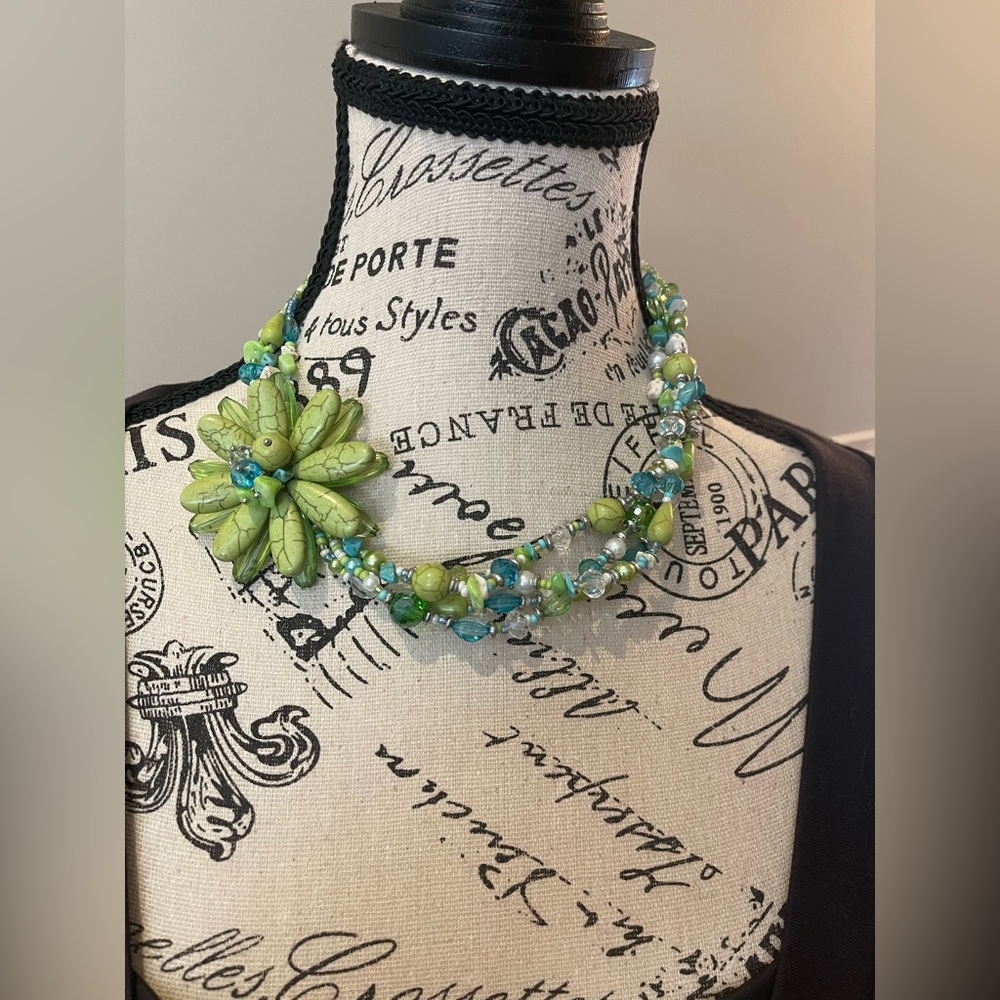 Simulated Green and Blue Turquoise Necklace